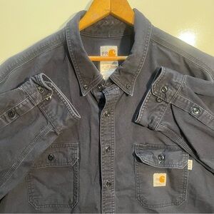 Carhartt FR Work Shirt Men’s Size 3XL Navy Flame Resistant Utility Heavy Cotton